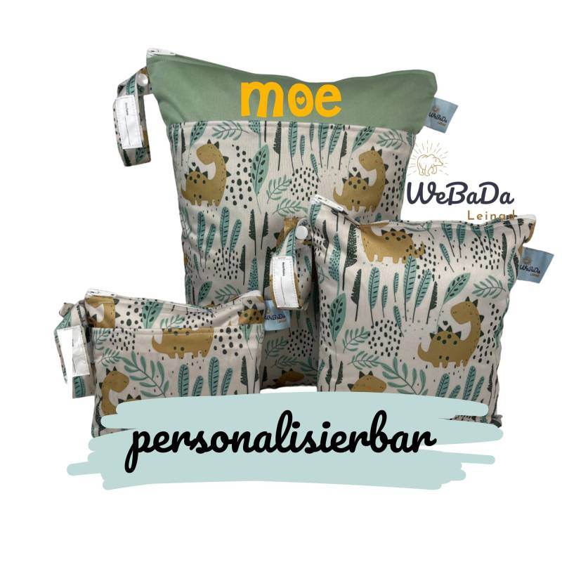 Personalisierbares Wetbag 3Er Set "Pangea" Für Wechselkleidung, Stoffwindeln, Feuchttücher, Waschlappen - Geschenke Babys & Kinder von WeBaDaLEINAD