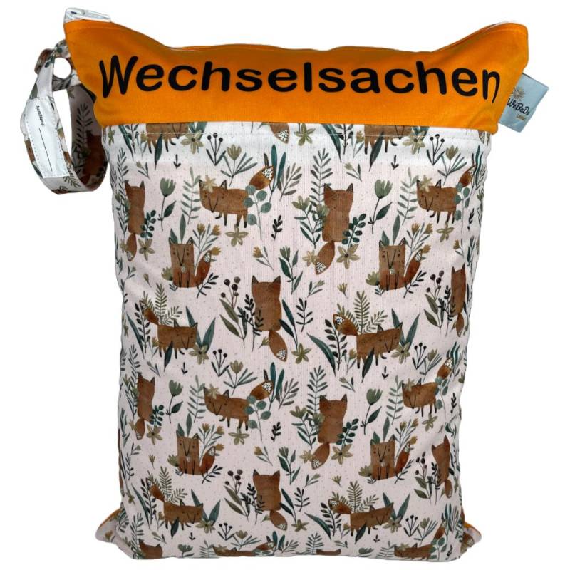 Wetbag Füchse "Wechselsachen" Einzelstück - Nasstasche, Wechselwäsche Beutel, Für Kita, Krippe, Ausflüge, Geschenk Kitakind, Baby von WeBaDaLEINAD