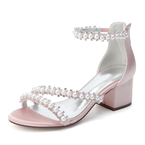 Perlen Satin Hochzeitsschuhe Sandalen Blockabsatz Damen Offene Zehen Knöchelriemen Party Abend Brautschuhe 702-34,Blush pink,42 EU Perlen Satin Hochzeitsschuhe Sandalen Blockabsatz Damen Offene Zehen Knöchelriemen Party Abend Brautschuhe 702-34,Blush pink,42 EU von WeFloHsL