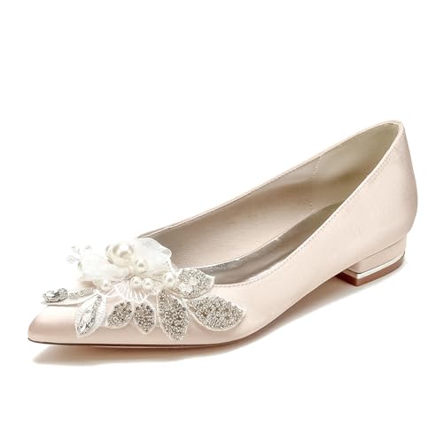 WeFloHsL Damen Perlen Blumen Ballerinas Satin Hochzeitsschuhe Flach Spitze Zehen Brautjungfern Abendschuhe 18447-1T,Champagne,38 EU WeFloHsL Damen Perlen Blumen Ballerinas Satin Hochzeitsschuhe Flach Spitze Zehen Brautjungfern Abendschuhe 18447-1T,Champagne,38 EU von WeFloHsL