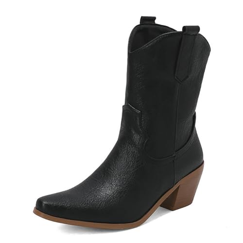 WeFloHsL Damen Quadratischer Zehen Western Cowboy Stiefeletten Mit Blockabsatz 6Cm,Schwarz,40 EU WeFloHsL Damen Quadratischer Zehen Western Cowboy Stiefeletten Mit Blockabsatz 6Cm,Schwarz,40 EU von WeFloHsL