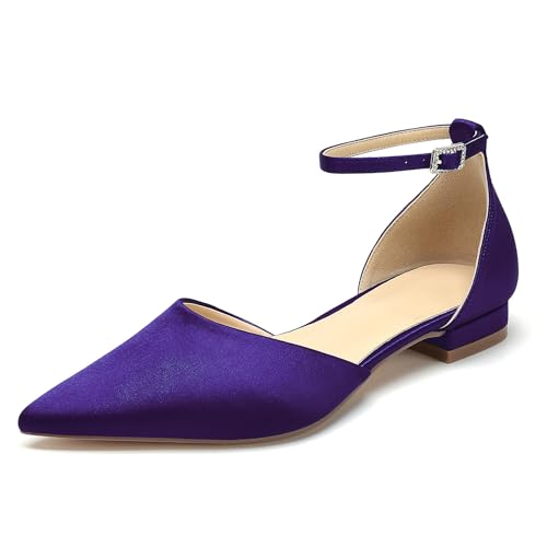 WeFloHsL Damen Riemen Ballerinas Satin Geschlossene Zehen Flache Brautschuhe Hochzeitsschuhe,Lila,42 EU WeFloHsL Damen Riemen Ballerinas Satin Geschlossene Zehen Flache Brautschuhe Hochzeitsschuhe,Lila,42 EU von WeFloHsL
