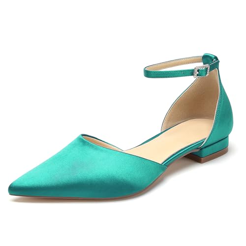 WeFloHsL Damen Riemen Ballerinas Satin Geschlossene Zehen Flache Brautschuhe Hochzeitsschuhe,Teal,39 EU WeFloHsL Damen Riemen Ballerinas Satin Geschlossene Zehen Flache Brautschuhe Hochzeitsschuhe,Teal,39 EU von WeFloHsL
