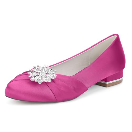 WeFloHsL Flache Brautschuhe Damen Runde Zehen Satin Ballerinas Strass Party Hochzeitsschuhe 1899-5Y,Fuchsia,37 EU WeFloHsL Flache Brautschuhe Damen Runde Zehen Satin Ballerinas Strass Party Hochzeitsschuhe 1899-5Y,Fuchsia,37 EU von WeFloHsL