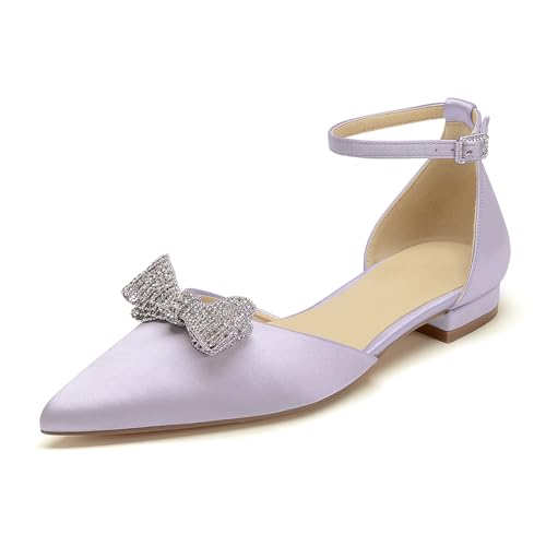 WeFloHsL Riemen Brautschuhe Flache Ballerinas Damen Satin Strass Schleifen Geschlossene Zehen Elegante Abend Brautschuhe,Light Purple,38 EU WeFloHsL Riemen Brautschuhe Flache Ballerinas Damen Satin Strass Schleifen Geschlossene Zehen Elegante Abend Brautschuhe,Light Purple,38 EU von WeFloHsL