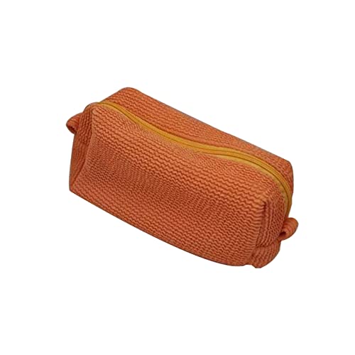 Frauen Einfarbig Make-Up Tasche Reißverschluss Plissee Make-Up Organizer Tasche Reise Weibliche Kulturbeutel Make-Up Organizer (Farbe: Orange) von WeIdISI