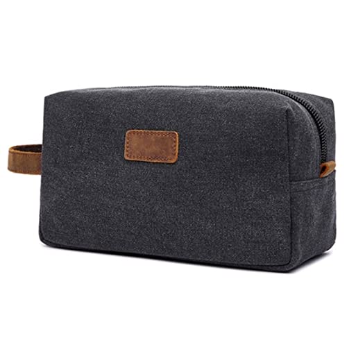 Herren-Make-up-Tasche, Herren-Reise-Kulturbeutel, Segeltuch, heiße Kosmetiktasche, Segeltuch, praktische Aufbewahrungstasche (Farbe: Schwarz) von WeIdISI