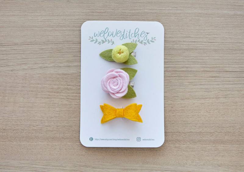 Haarclip-Set - Kleinkind Haarspange Neues Jahr-Haar-Clip Baby Mädchen Zitrone Haarclip-Set von WeLoveStitches