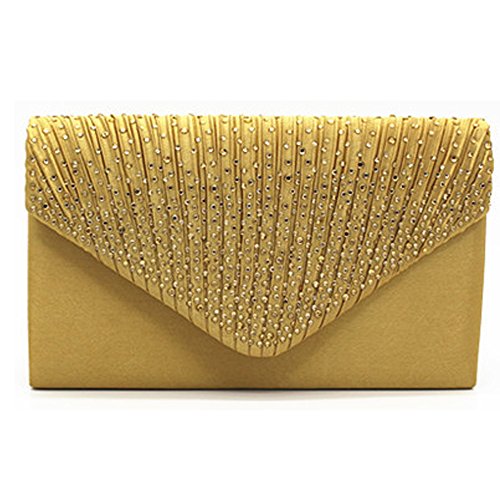 Damen-Clutch mit Strasssteinen, mattiert, Abendtasche, Umschlag, Handtasche, klassische Party, Braut, Clutch, Geldbörse, gelb, Einheitsgröße von WeMiao