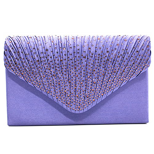 Damen-Clutch mit Strasssteinen, mattiert, Abendtasche, Umschlag, Handtasche, klassische Party, Braut, Clutch, Geldbörse, violett, Einheitsgröße von WeMiao