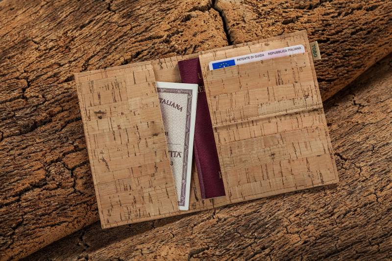 Reisepasshülle, Mittelmeer, Aus Pflanzlichem Korkleder, Kartenhalter, Für 2 Pässe, Doppelpass, Vegan, Wasserdicht von WeTobo