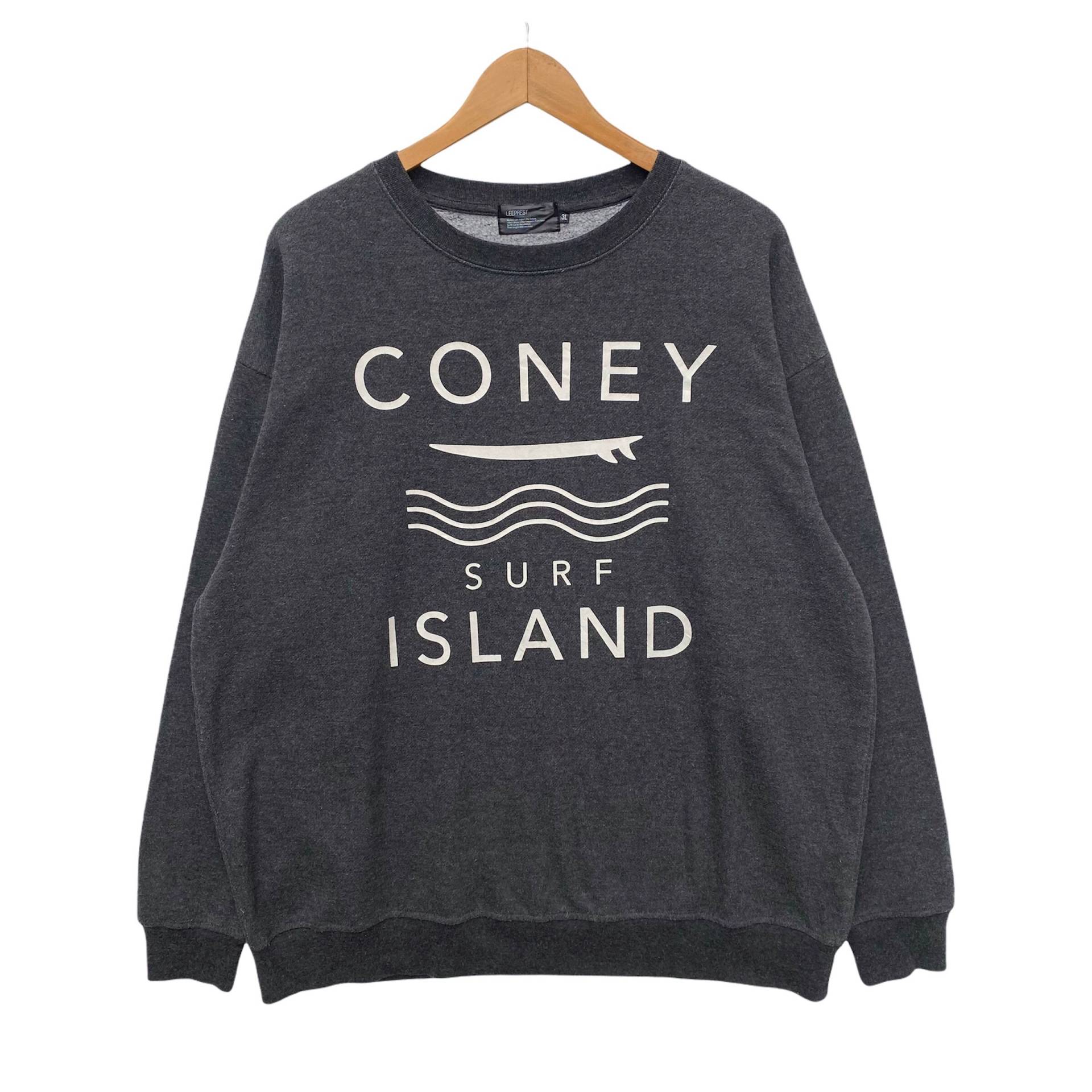 Coney Surf Island Sweatshirt Pullover Crewneck 3L Gr. Langarm Oversized Xxl Oversize Grau Farbe von WeWearItAgain
