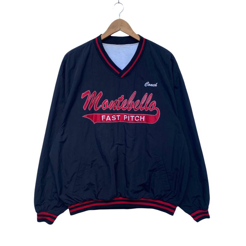 Montebello Softball Fast Pitch Pullover V Neck Shirt 90Er Vtg Schwarz Farbe Extra Groß Langarm von WeWearItAgain