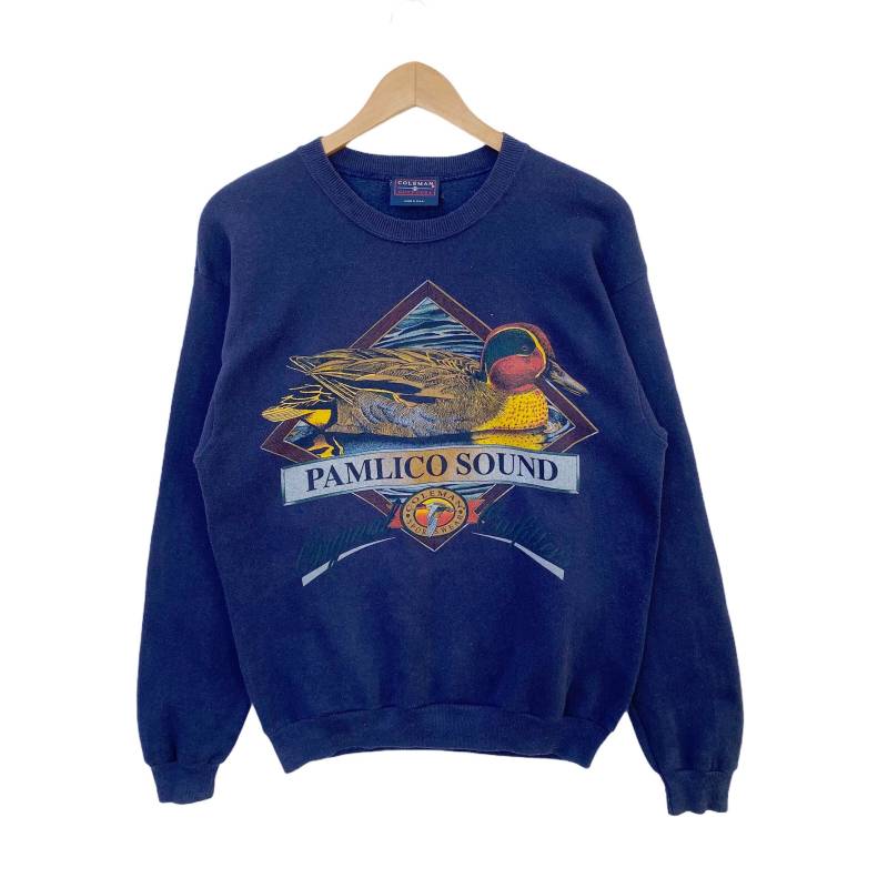 Pamlico Sound Coleman Sweatshirt Pullover Medium Size Langarm Streetwear Sportswear Ente Dunkelblau Farbe von WeWearItAgain