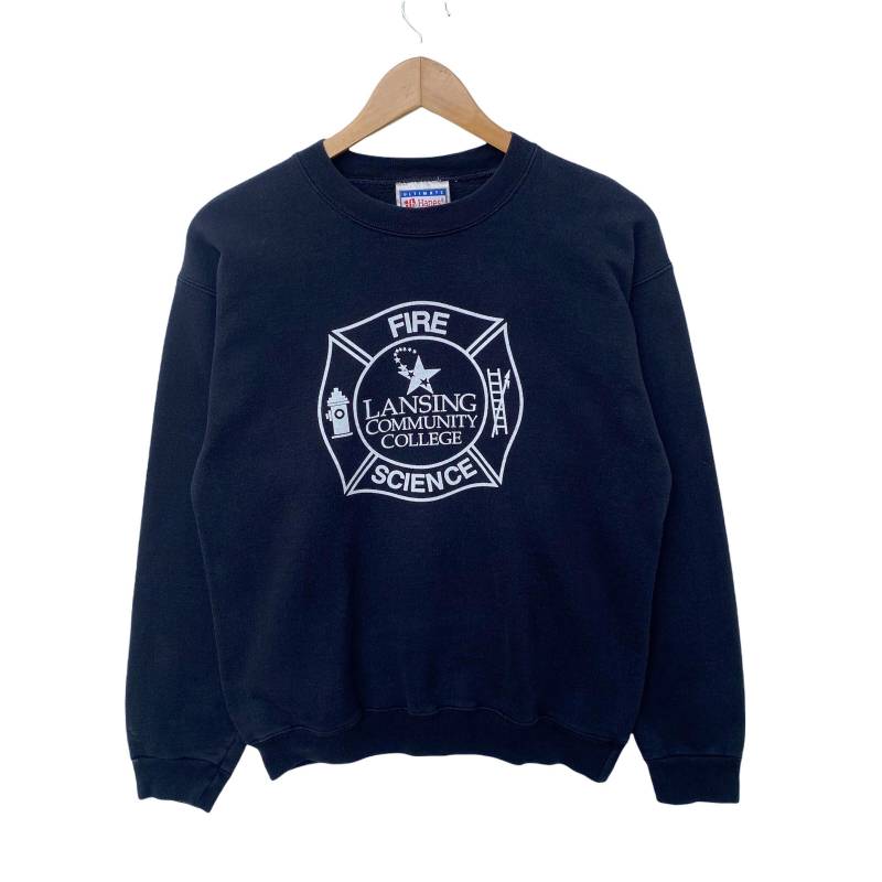 Vintage Lansing Community College Sweatshirt Pullover Langarm Kleinformat Schwarz Farbe Fire Science von WeWearItAgain