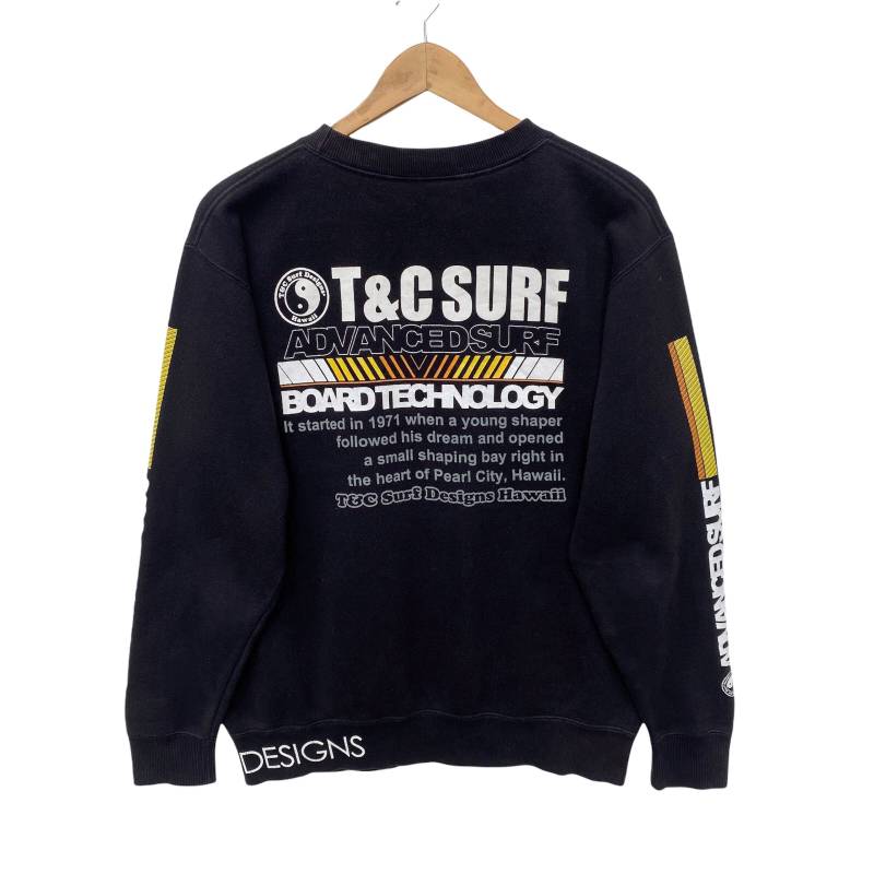 Vintage T&c Surf Designs Sweatshirt Pullover Crewneck Shirt 90Er Vtg Schwarz Farbe Medium Size Surfboards von WeWearItAgain