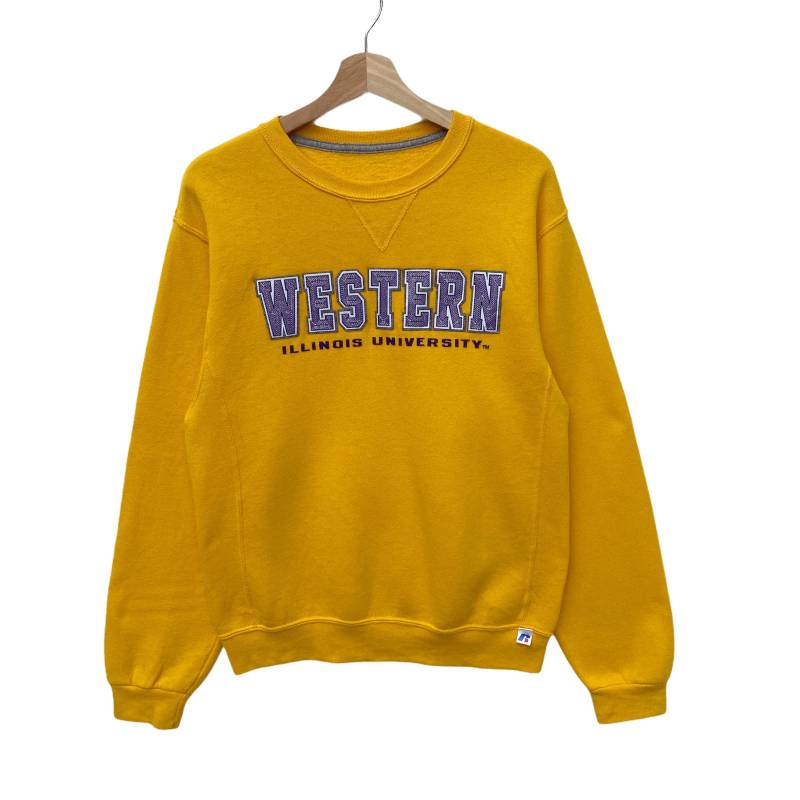 Western Illinois University Sweatshirt Pullover Medium Size Langarm Gelb Shirt College Usa State Crew Neck Russell von WeWearItAgain