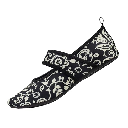 WeWee Die gesunden Allround-Barfußschuhe Damen - Vielseitig einsetzbare Minimalschuhe aus Neopren Wasserschuhe, Strandschuhe Badeschuhe, Weiße Blumen, 37/38 EU(Herstellergröße: M) von WeWee