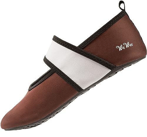 WeWee® Barfußschuhe Damen [Gr. 35-43] mit stützendem Band für perfekten Halt I Federleichte & Flexible Barfuss Schuhe Damen Outdoor für freie Füße I Braun 01 I Größe 40-41 EU I XL von WeWee