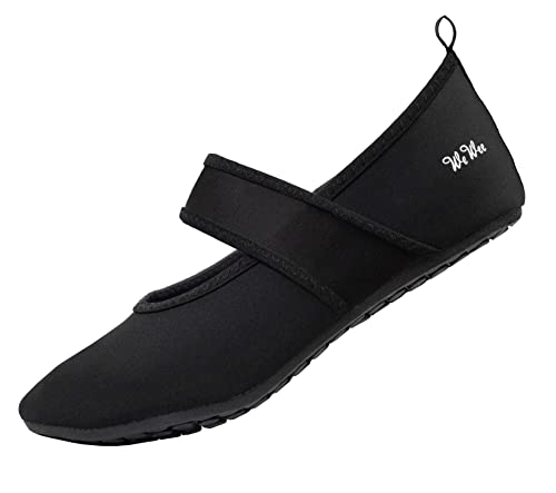 WeWee Die gesunden Allround-Barfußschuhe Damen - Vielseitig einsetzbare Minimalschuhe aus Neopren Wasserschuhe, Strandschuhe Badeschuhe, Schwarz, 42/43 EU(Herstellergröße: XXL) von WeWee