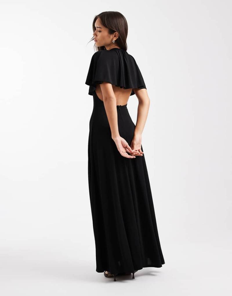 WeWoreWhat - Midaxikleid in Schwarz mit Cape-Overlay WeWoreWhat - Midaxikleid in Schwarz mit Cape-Overlay von WeWoreWhat