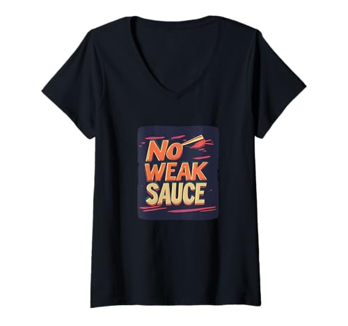 Damen Cooler Look mit diesem No Weak Sauce Statement T-Shirt mit V-Ausschnitt Damen Cooler Look mit diesem No Weak Sauce Statement T-Shirt mit V-Ausschnitt von Weak Sauce Outfit