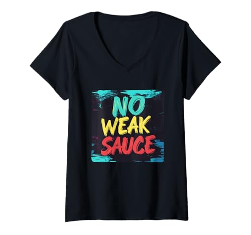 Damen Keine schwache Sauce Motto für Erwachsene und Kinder T-Shirt mit V-Ausschnitt Damen Keine schwache Sauce Motto für Erwachsene und Kinder T-Shirt mit V-Ausschnitt von Weak Sauce Outfit