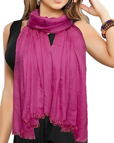 Damen-Schal, leicht, groß, lang, Gaze, Sommerschal, Leinen, Strandtuch, einfarbig, 190 x 109 cm, fuchsia, One size Damen-Schal, leicht, groß, lang, Gaze, Sommerschal, Leinen, Strandtuch, einfarbig, 190 x 109 cm, fuchsia, One size von Wealish