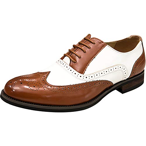 wealsex Herren Schnürhalbschuhe Freizeitschuhe für Herren Zweifarbig Mode Derby Brogues (Braun,43) von wealsex