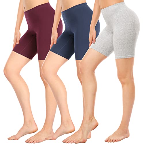 Wealurre Radlerhose Damen Kurz Shorts Hose Unter Kleid Leggings Damen Kurz Unterziehhose Damen Lange Unterhosen Unterwäsche Baumwolle Größe S-4XL,Rot Marinegrau,3XL von Wealurre