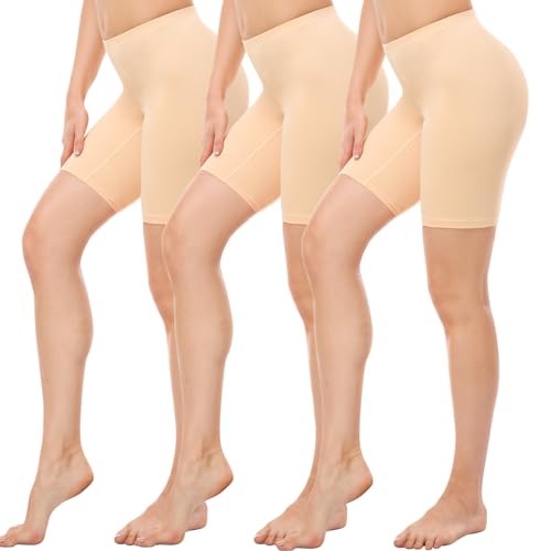 Wealurre Radlerhose Damen Kurz Shorts Unter Kleid Leggings Unterziehhose Damen Lange Unterhosen Unterwäsche Baumwolle Größe S-4XL (Skin L) von Wealurre