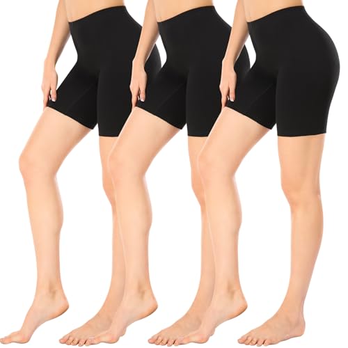 Wealurre Radlerhose Damen Kurz Shorts Unter Kleid Leggings Unterziehhose Damen Lange Unterhosen Unterwäsche Baumwolle Größe S-4XL（Black 3XL） von Wealurre