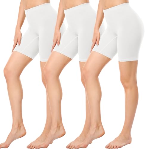 Wealurre Radlerhose Damen Kurz Shorts Unter Kleid Leggings Unterziehhose Damen Lange Unterhosen Unterwäsche Baumwolle Größe S-4XL (White 3XL) von Wealurre