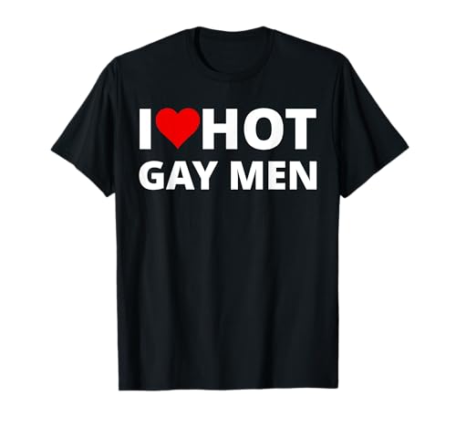 Ich liebe heiße schwule Männer, mit einem roten Herzen T-Shirt von Wear Gay Pride