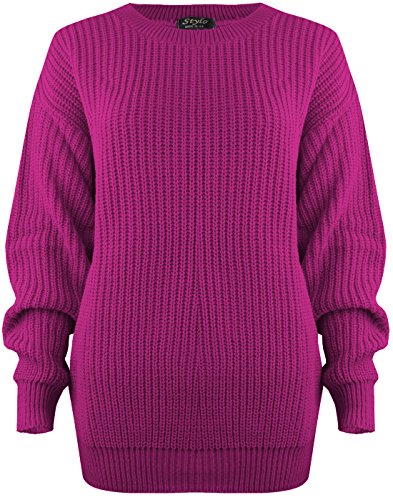 Cozy Oversized Chunky Knit Sweater Pull On Style New Ladies Womens Chunky Baggy Jumper Knitted Sweater Thick Top Cerise Size 16-18 von WearAll