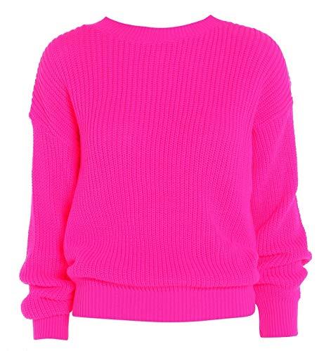 Cozy Oversized Chunky Knit Sweater Pull On Style New Ladies Womens Chunky Baggy Jumper Knitted Sweater Thick Top Neon Pink Size 20-22 von WearAll