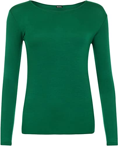 Damen-T-Shirt, Übergröße, langärmelig, Stretch, einfarbig, Größen 44-48 Gr. 38-40, jade von WearAll