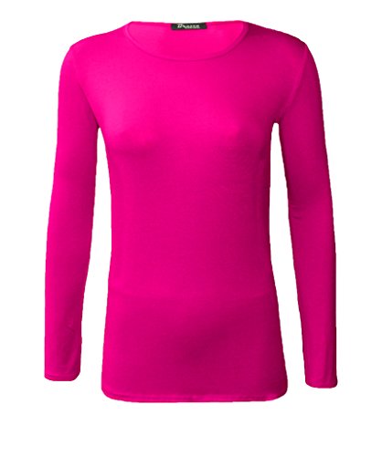 Damen-T-Shirt, Übergröße, langärmelig, Stretch, einfarbig, Größen 44-48 Gr. 42-44, fuchsia von WearAll