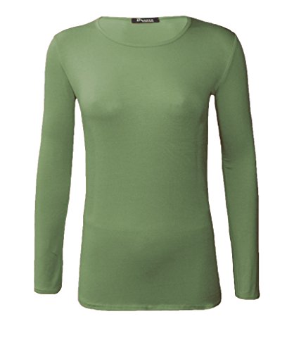 Damen-T-Shirt, Übergröße, langärmelig, Stretch, einfarbig, Größen 44-48 Gr. 50-52, khaki von WearAll