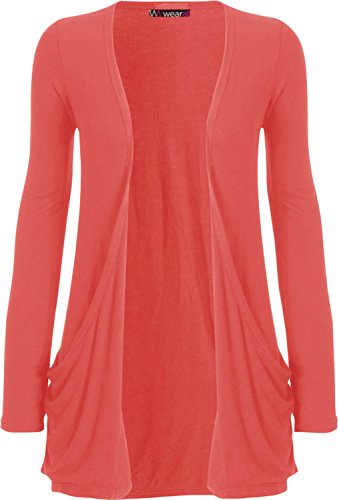 PaperMoon - Neu Damen Langarm Freund Boyfriend style Strickjacke Cardigan Top - Koralle - 40-42 von WearAll