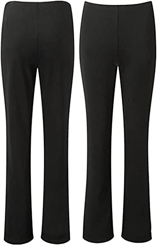 WearAll 2 Stück Damen Bootleg Hosen Damen Bootcut High Rise Stretch Weich Ripp Pull On Hosen Elastische Taille Hosen Plus 8-26, Schwarz (2 Stück), 46 von WearAll