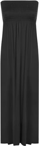 WearAll Maxikleid für Damen, Bedruckt, Bandeau, trägerlos, gerafft, Übergröße, Gr. 44-50, schwarz, 42/44 von WearAll