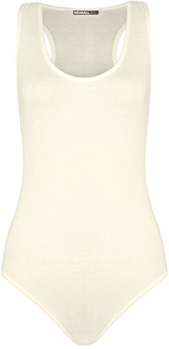 WearAll - Damen Ärmellos Racerback Body Vest Top - Creme - 36-38 von WearAll