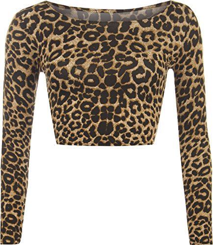 WearAll - Damen Aztek Tier Leopard Langarm Crop top - Tier - 36-38 von WearAll