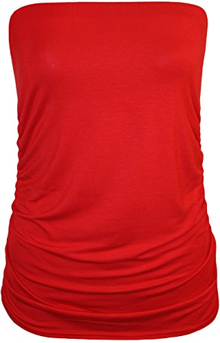 WearAll Damen-Bandeau-Oberteil, trägerlos, Schwarz, Übergröße, Größe 40-44, rot, 34-36 von WearAll