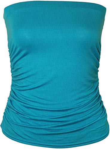 WearAll Damen-Bandeau-Oberteil, trägerlos, Schwarz, Übergröße, Größe 40-44, türkis, 34-36 von WearAll