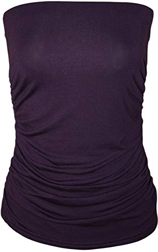 WearAll Damen Bandeau-Top in Übergröße, trägerlos, Schwarz, Größe 42-44, violett, 38-40 von WearAll