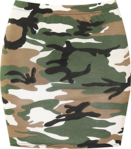 WearAll - Damen Bedruckt Dehnbar Jersey Figurbetontes Kurz Mini-Rock - Armee - 36-38 von WearAll
