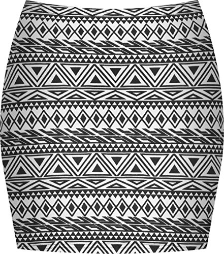 WearAll - Damen Bedruckt Dehnbar Jersey Figurbetontes Kurz Mini-Rock - Klein Aztec - 36-38 von WearAll