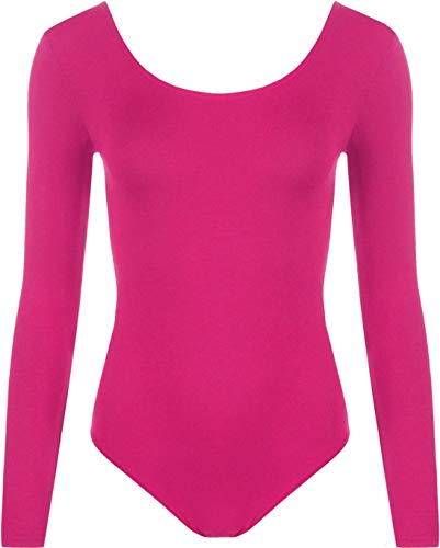 WearAll - Damen Body elastisch Langarm Bodysuit Top - Cerise - 36-38 von WearAll